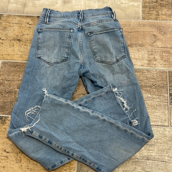 Frame Le High Straight Raw Hem High Rise Size 24 Denim Blue Jeans - Picture 3 of 9